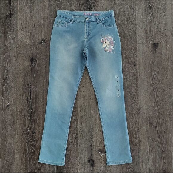 The Children's Place Girls Unicorn Graphic Super Skinny Jeans Size 14 - Picture 1 of 8